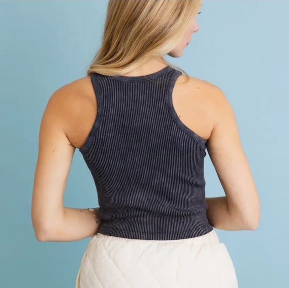 Classic Basic Washed Ribbed Tank Top - Picture 4 of 4